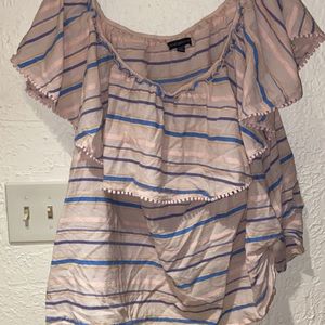 Lane Bryant Multi stripe pink shirt